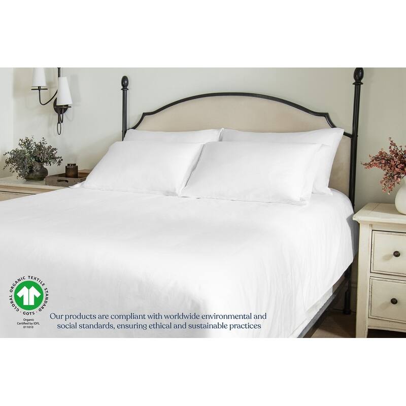 Delara GOTS Certified 100% Organic Cotton Fitted Sheet, 400TC Long Staple Cotton, Moisture-Wicking, Smooth & Breathable