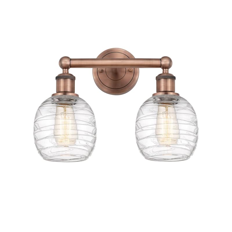 Innovations Lighting 616-2W-12-15 Belfast Vanity Belfast 2 Light 15" - Antique Copper / Deco Swirl