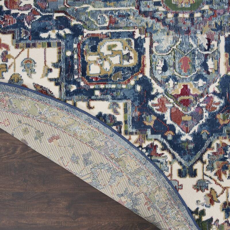 Power Loomed Distressed Geometric Floral Non Skid Area Rug - 72' X '72' X '0.5