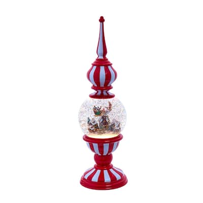 Kurt Adler 16-Inch Battery Operated Lighted Tower with Santa Scene Village