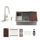 preview thumbnail 21 of 46, Nano Brushed Stainless Steel Undermount Workstation Kitchen Sink with Touchless Pull-Down Kitchen Faucet and Accessories 32 x 19 x 10 - 32" Sink + 2-Spray Brushed Nickel Pull-Down Faucet
