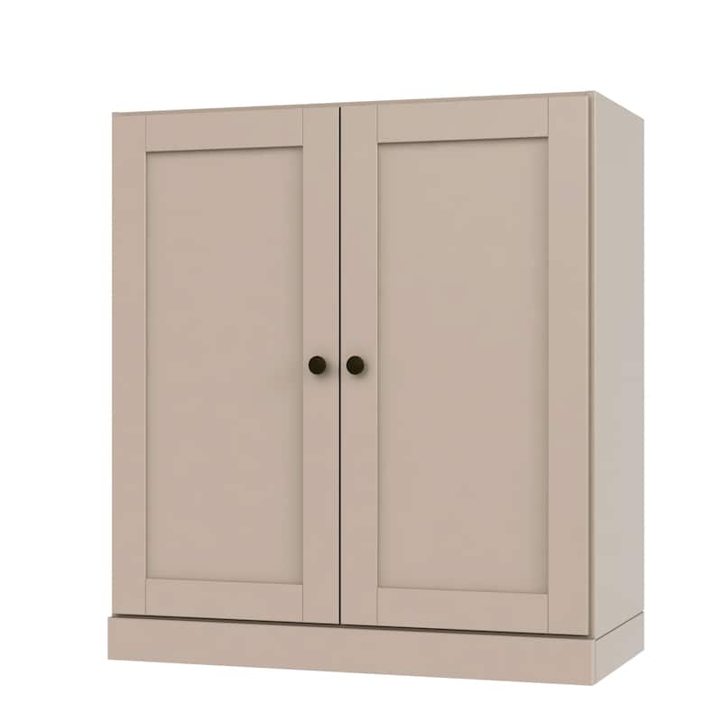 Palace Imports 100% Solid Wood 3-Shelf Bookcase with Shaker Doors and Adjustable Shelves
