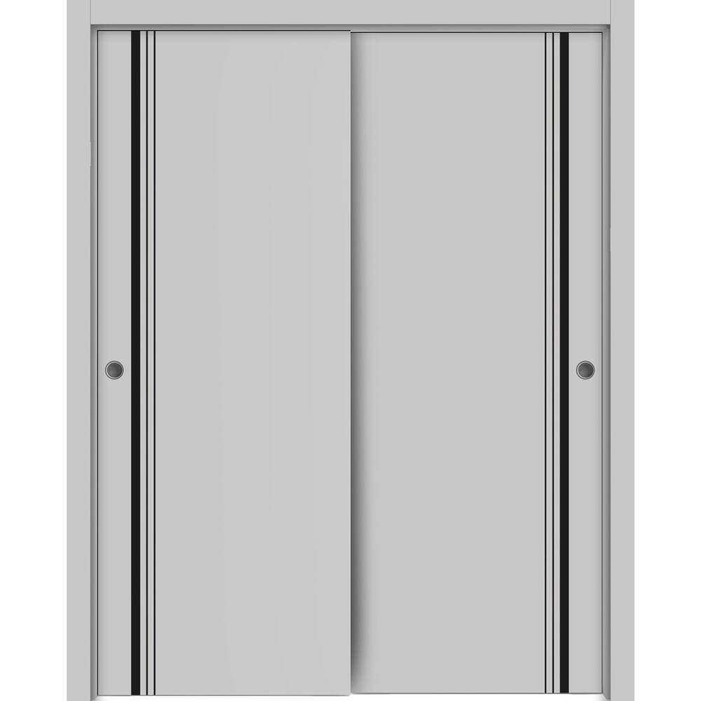 Bypass Doors 36 x 80 Planum 0011 Grey Matte with Sturdy Rails