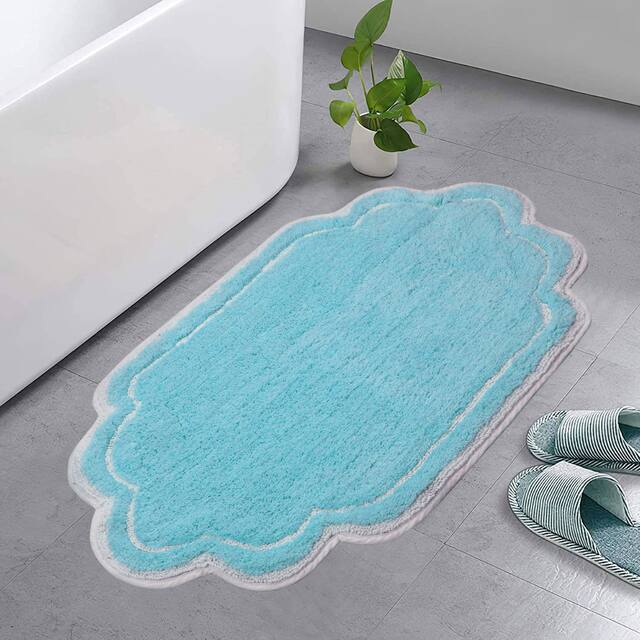 Home Weavers Allure Collection Absorbent Cotton, Machine Washable and Dry Bath Rugs - 21"x34" - Turquoise