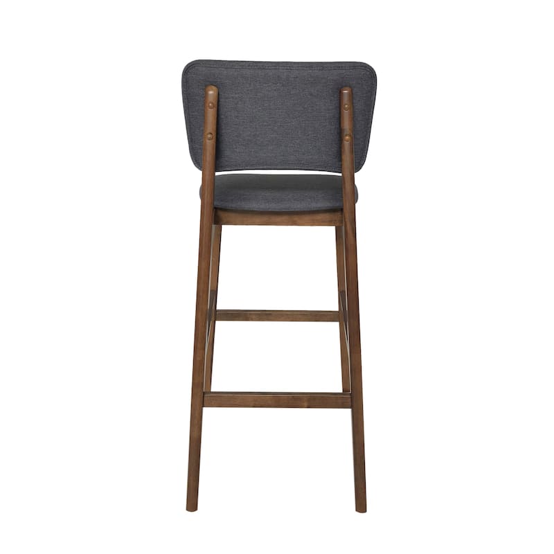Modern Set of 2 Bar Stools with Padded Backrest, Upholstered Seat, Wooden Frame, Footrest, for Bar Dining Room Living Room