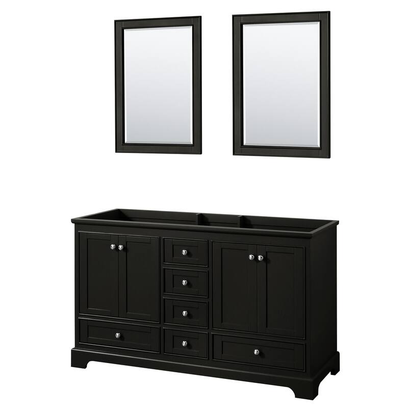 Wyndham Collection Deborah 59-1/4" Free Standing Double Wood Vanity - Dark Espresso / Polished Chrome Hardware