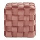 preview thumbnail 18 of 19, Silver Orchid Camilla Braided Square 16" Ottoman Blush Pink