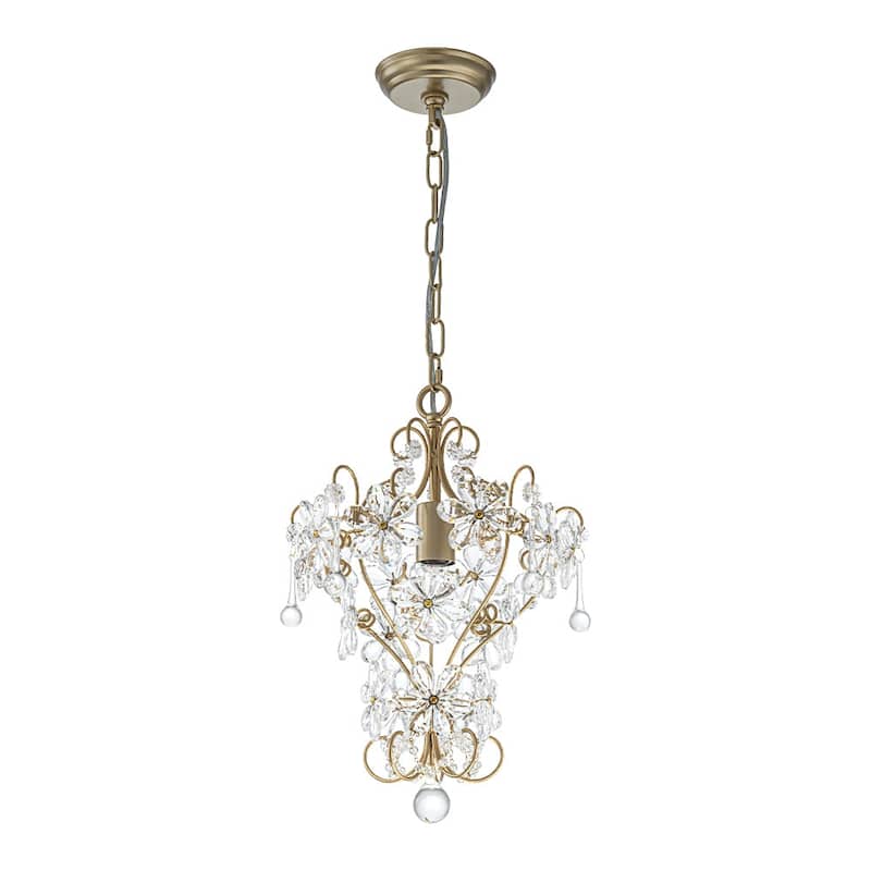 Vintage Luxe 1-Light Cutting Crystal Flower Decor Gold Chandelier