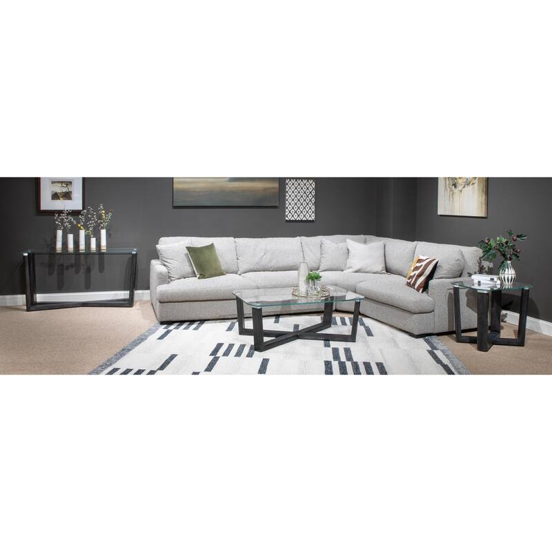 Magnussen Home Wexler Black Truffle And Clear Glass Rectangular Sofa Table - 56''W x 17''D x 28''H