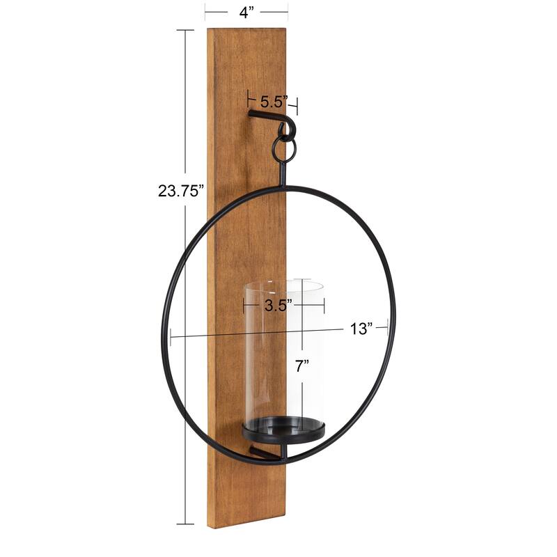 Kate and Laurel Maxfield Wood and Metal Wall Sconce - 13x24