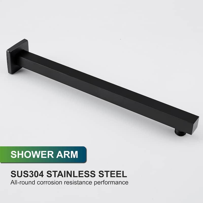 16 Inches Shower Extension Arm Universal Shower Straight Wall-Mounted Shower Arm with Flange for Bathroom Rainfall Showerhead
