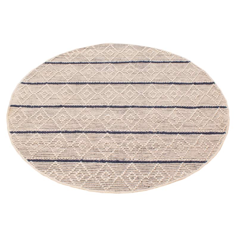 ECARPETGALLERY Braid weave Sienna Ivory Wool Rug - 4'10 x 4'10