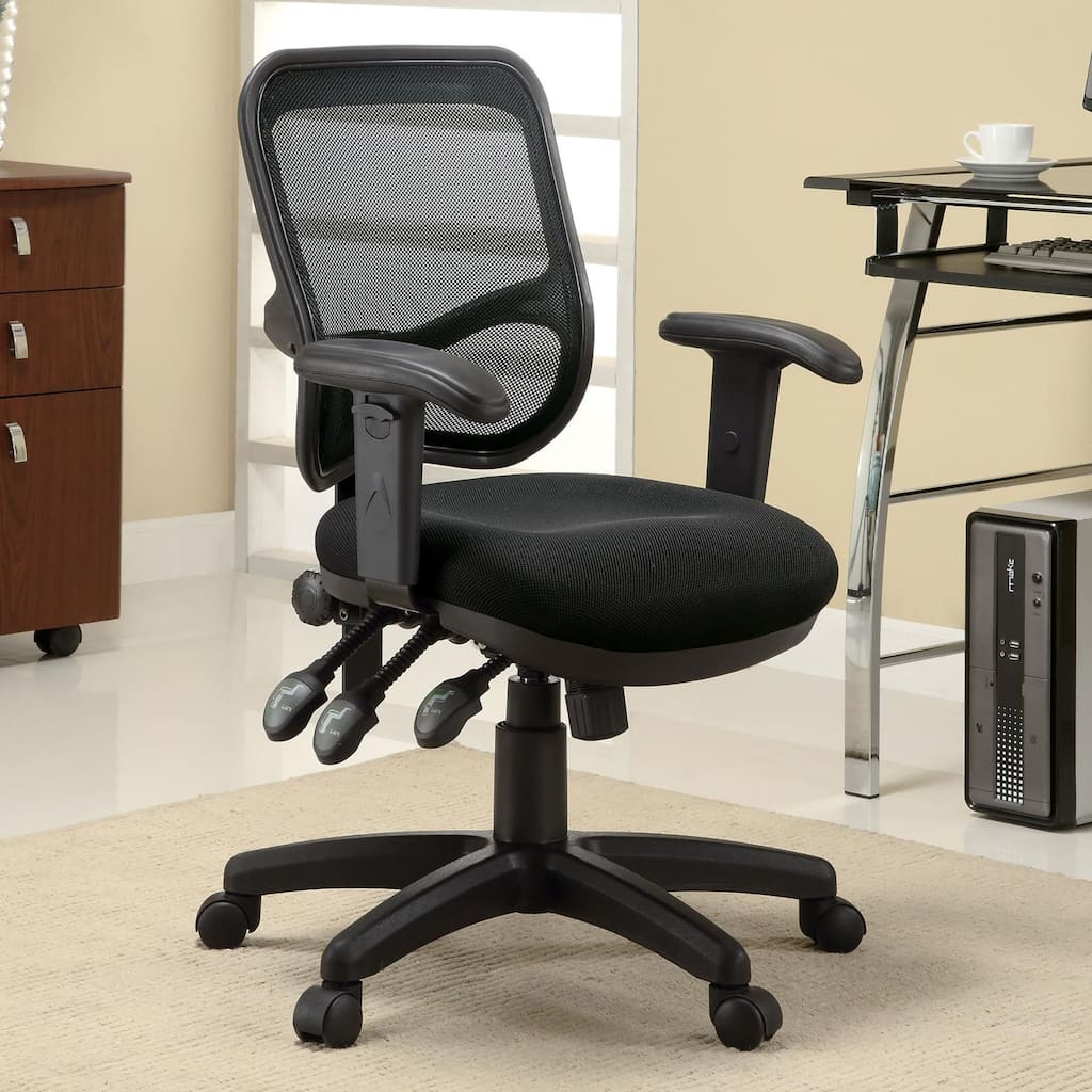 Ergonomic Black Swivel Office Chair - Adjustable Height Mesh Desk Chair with Armrests