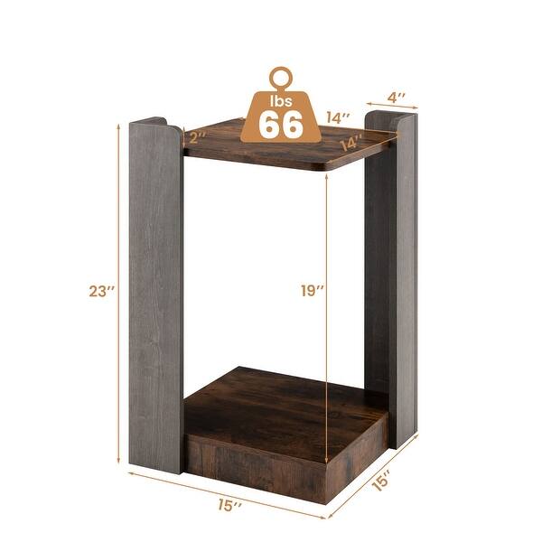 Square End Table 2 Tier Side Table with Storage Shelf for Small Space ...