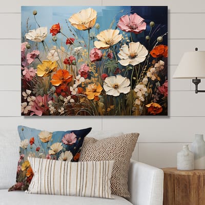 Designart "Abstract Seasonal Flowers Watercolor I" Floral Wall Art Living Room
