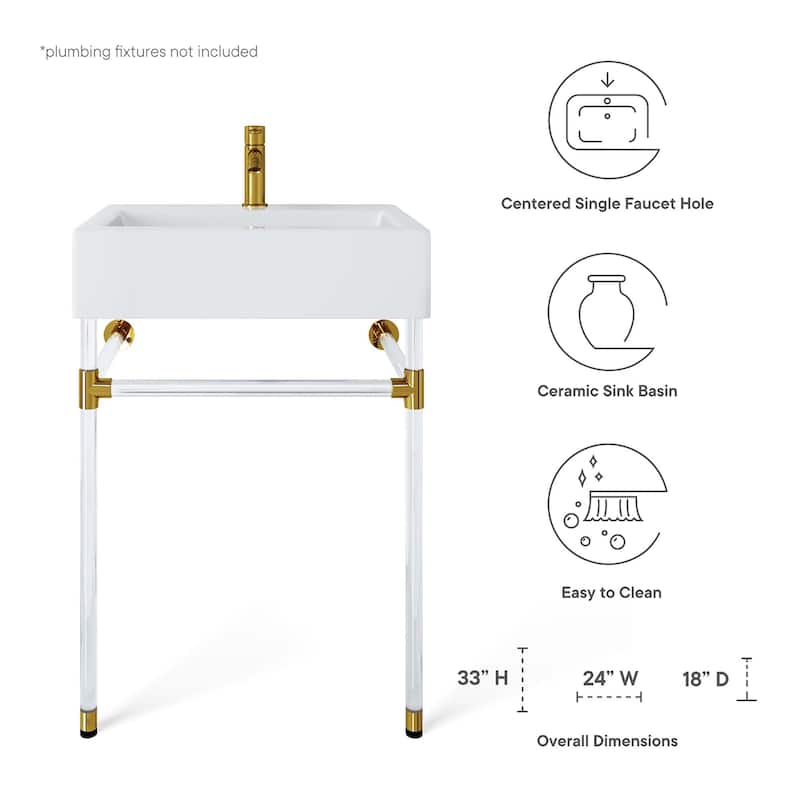 Redeem 24" Acrylic Wall-Mount Bathroom Vanity