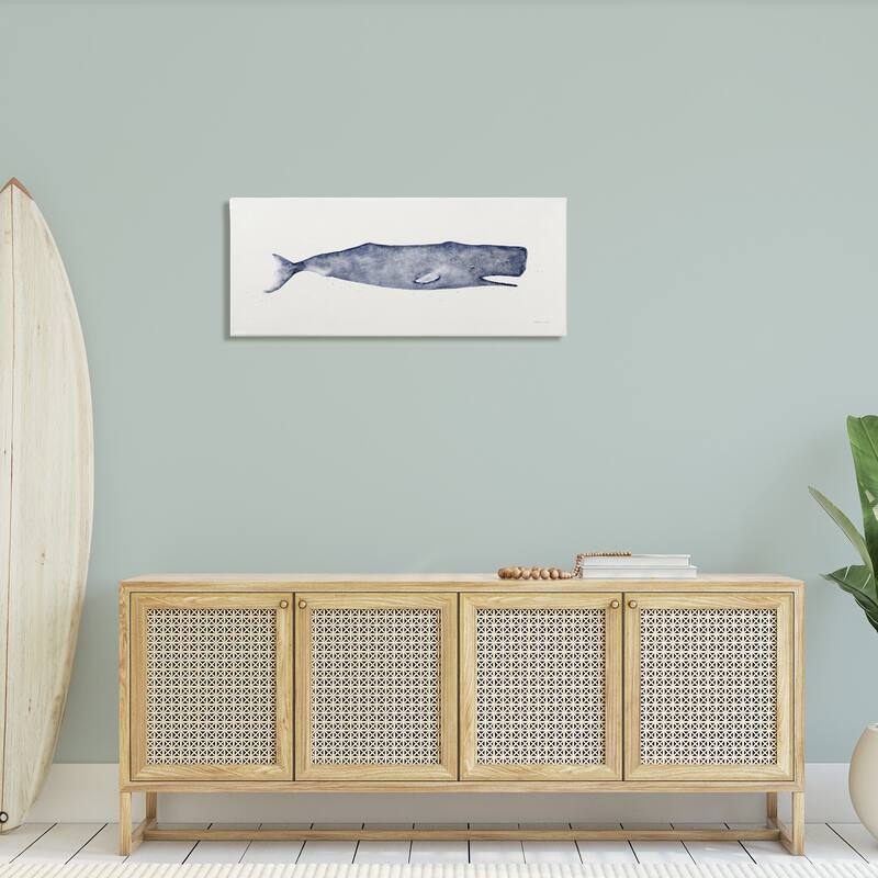 Stupell Classic Whale Watercolor Blue Illustration, Canvas, 10 x 1.5 x 24, Made in USA
