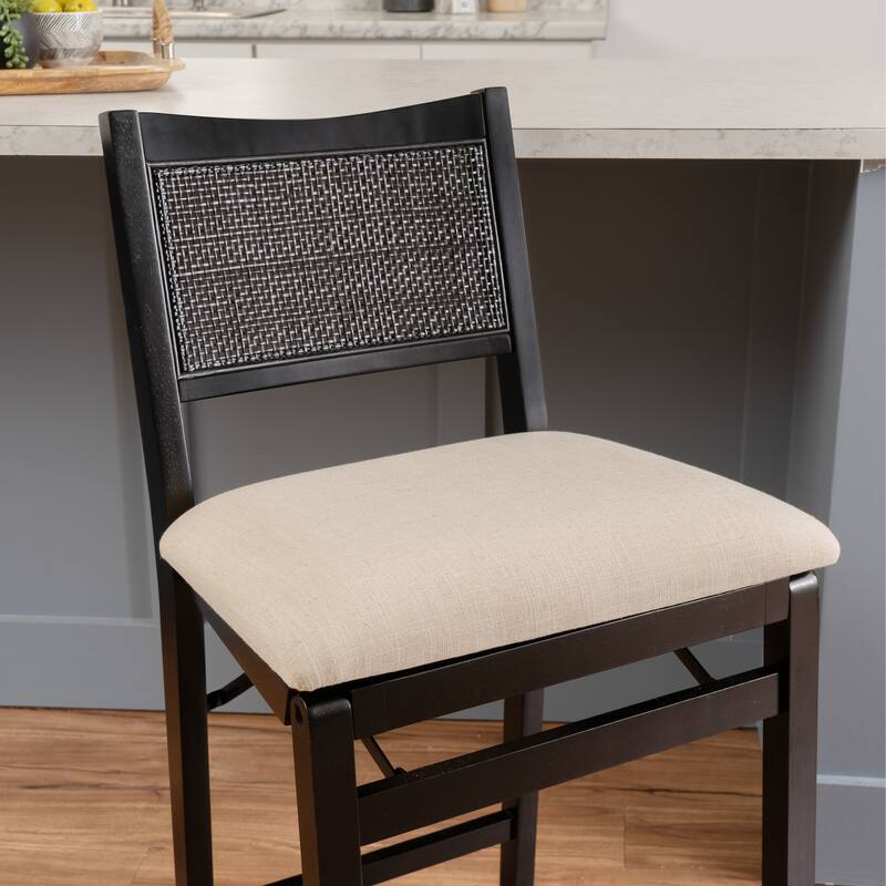 Linon Bauer Cane Back Folding Counter Stool - Black