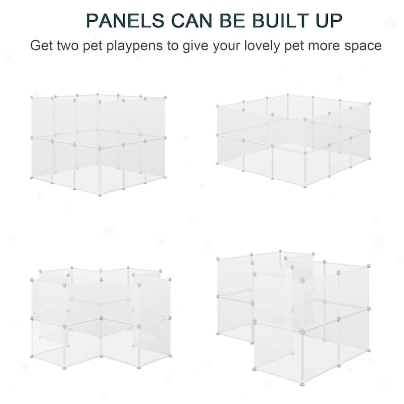 PawHut Pet Playpen DIY Small Animal Cage Open Enclosure Portable Plastic Fence 12 Panels for Kitten Bunny Chinchilla Guinea Pig