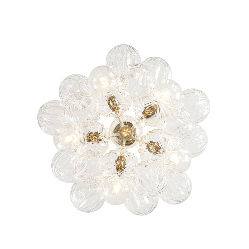 Modern Brass Cluster Faceted Glass Bubble 6-light Dimmable Chandelier