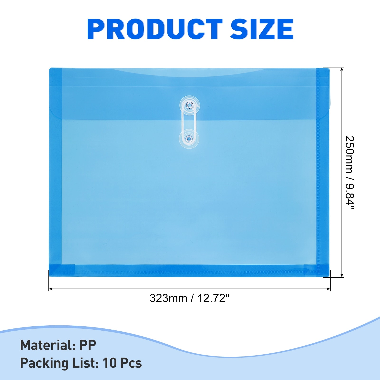 Plastic Envelopes with Button String Tie Closure, Letter A4 Size File Document Folders Envelopes for Home Work Office