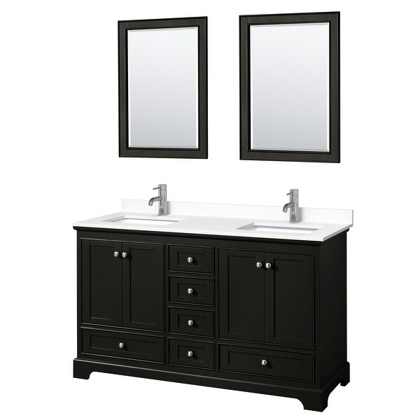 Deborah 60 Inch Double Vanity, Cultured Marble Top, 24 Inch Mirrors - Overstock - 32403598