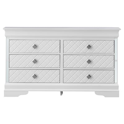 Embossed 6-Drawer Wooden Dresser - 59" - White