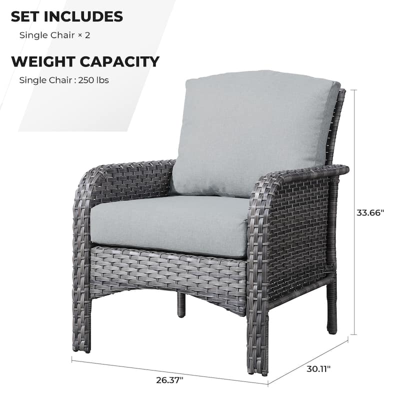 HOOOWOOO 2-piece Wicker Rattan Outdoor Patio Furniture Chair Set