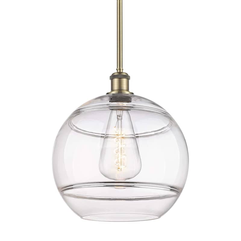 Innovations Lighting 516-1S-14-12 Rochester Pendant Rochester 12" Wide - Antique Brass / Clear
