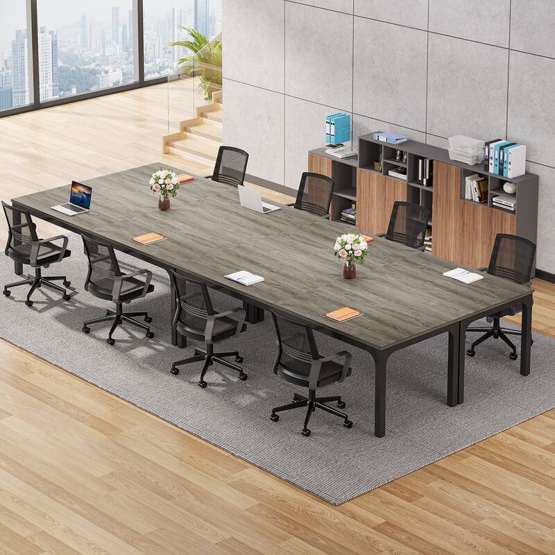 Modern Office 13FT Conference Table Set of 6, Large Rectangle Meeting Table, 78.74-Inch Long Business Seminar Table