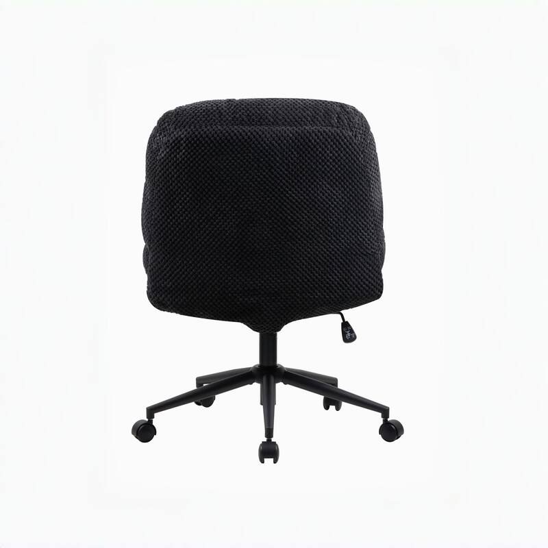 Black Ergonomic Office Chair with Wide Thickened Seat, Crossed Legs and Wheels