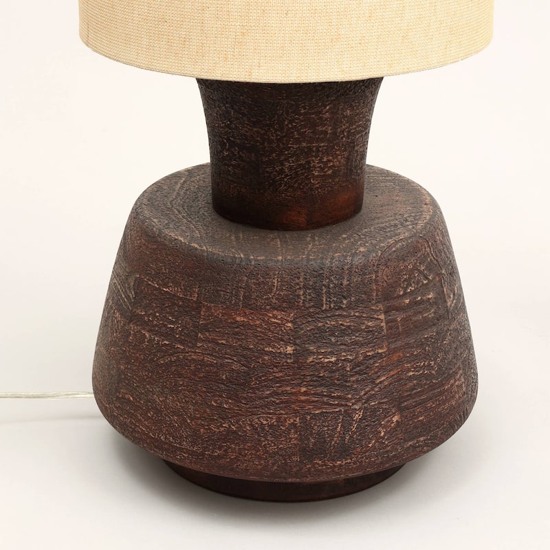 Handcrafted Artisanal Decorative Table Lamp with Wooden BaseFor Living Room-Bedroom-Home Decor-Tabletop-13X13X26.5"