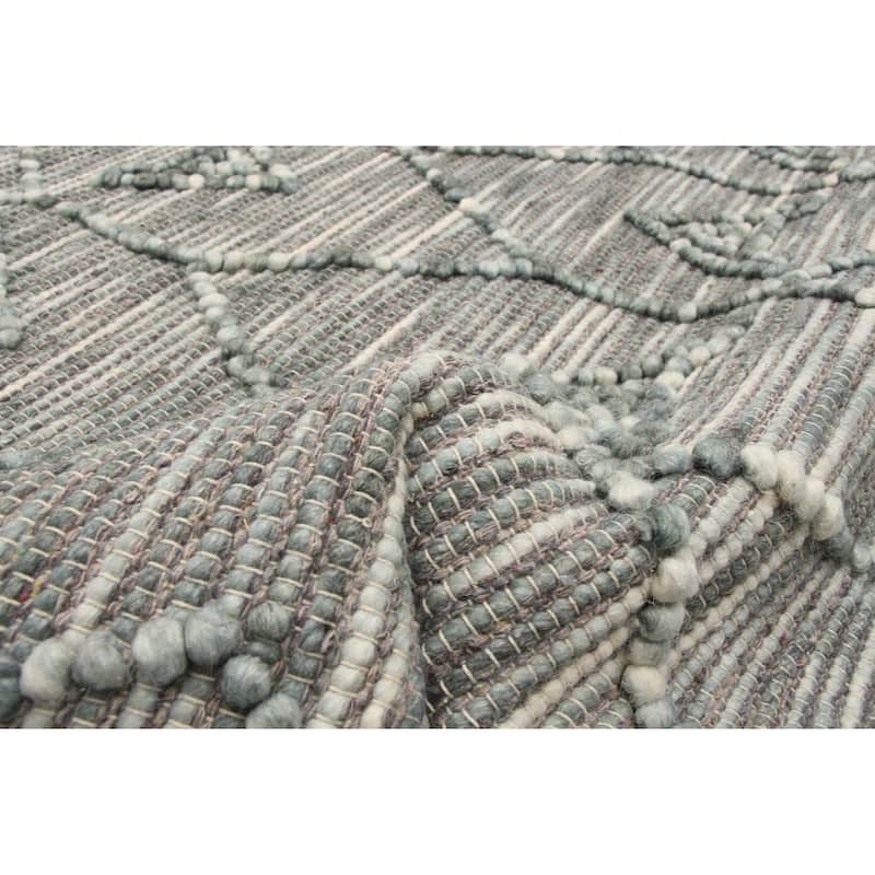 ECARPETGALLERY Braid weave Sienna Teal Wool Rug - 5'2 x 7'5