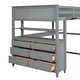 preview thumbnail 42 of 43, Twin Size Loft Bed Kids Bed Frame Wooden Storage Bed with Desk, Shelves, Pull-out Drawers, Ladder and Guardrail