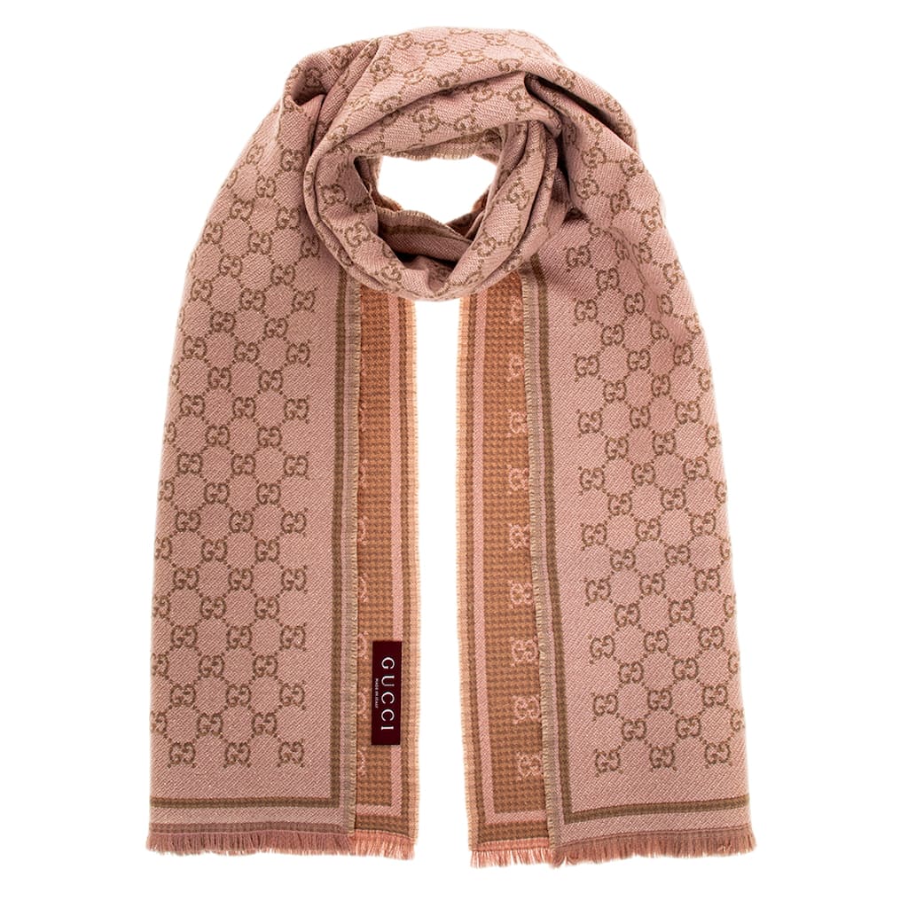 Gucci GG Wool Scarf with Metallic Thread