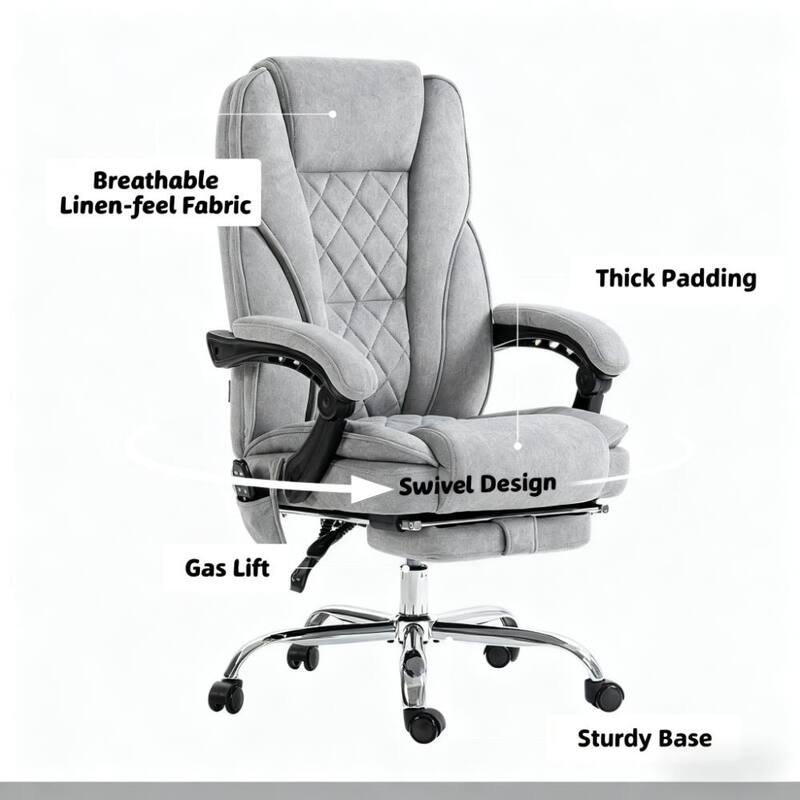 Heated Reclining Chair, Massage Office Chair with Adjustable Height, Footrest