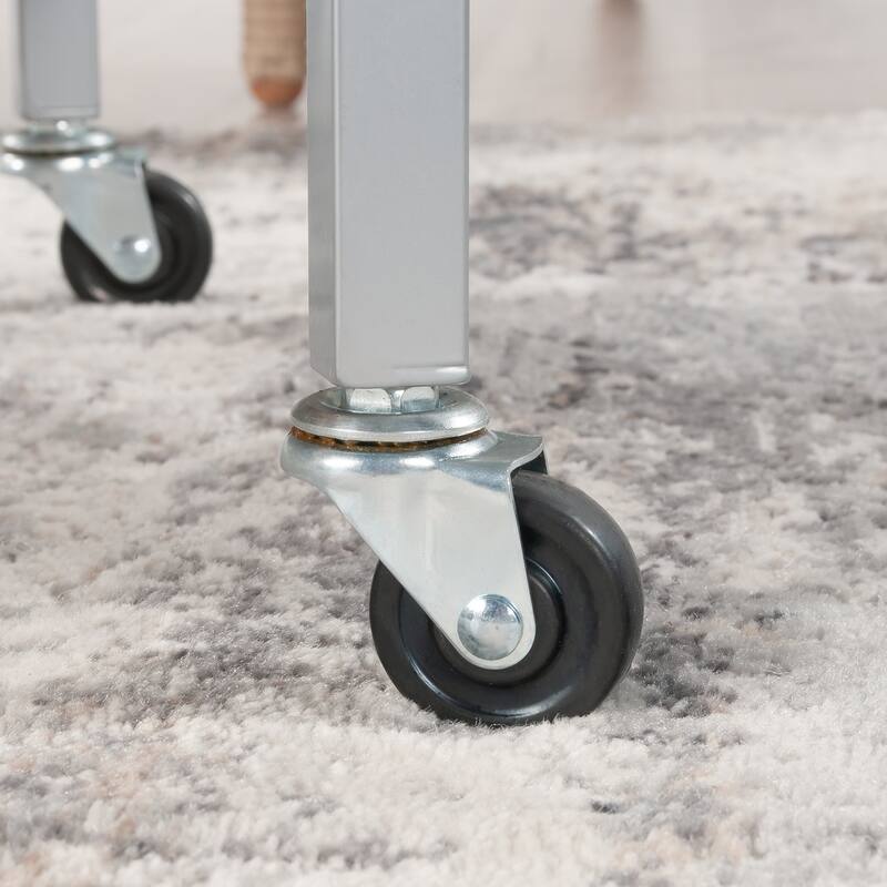 Wood Contemporary Bar Cart with 2 Glass Shelves - 35.55" L x 15.75" W x 37.21" H