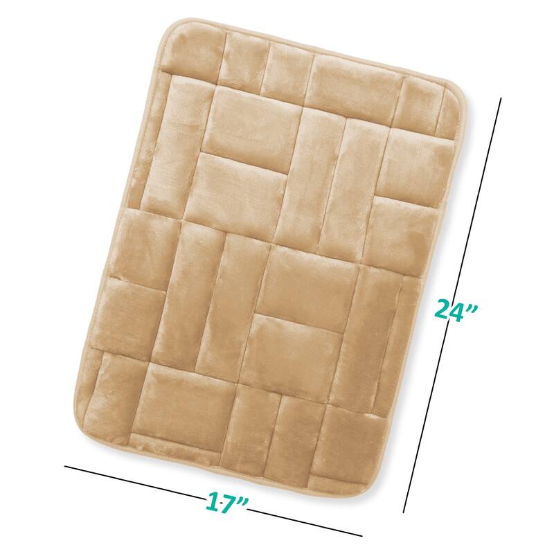 Clara Clark Ultra Soft Non Slip and Absorbent Bath Rug - Tiled Velvet Memory Foam Bath Mat