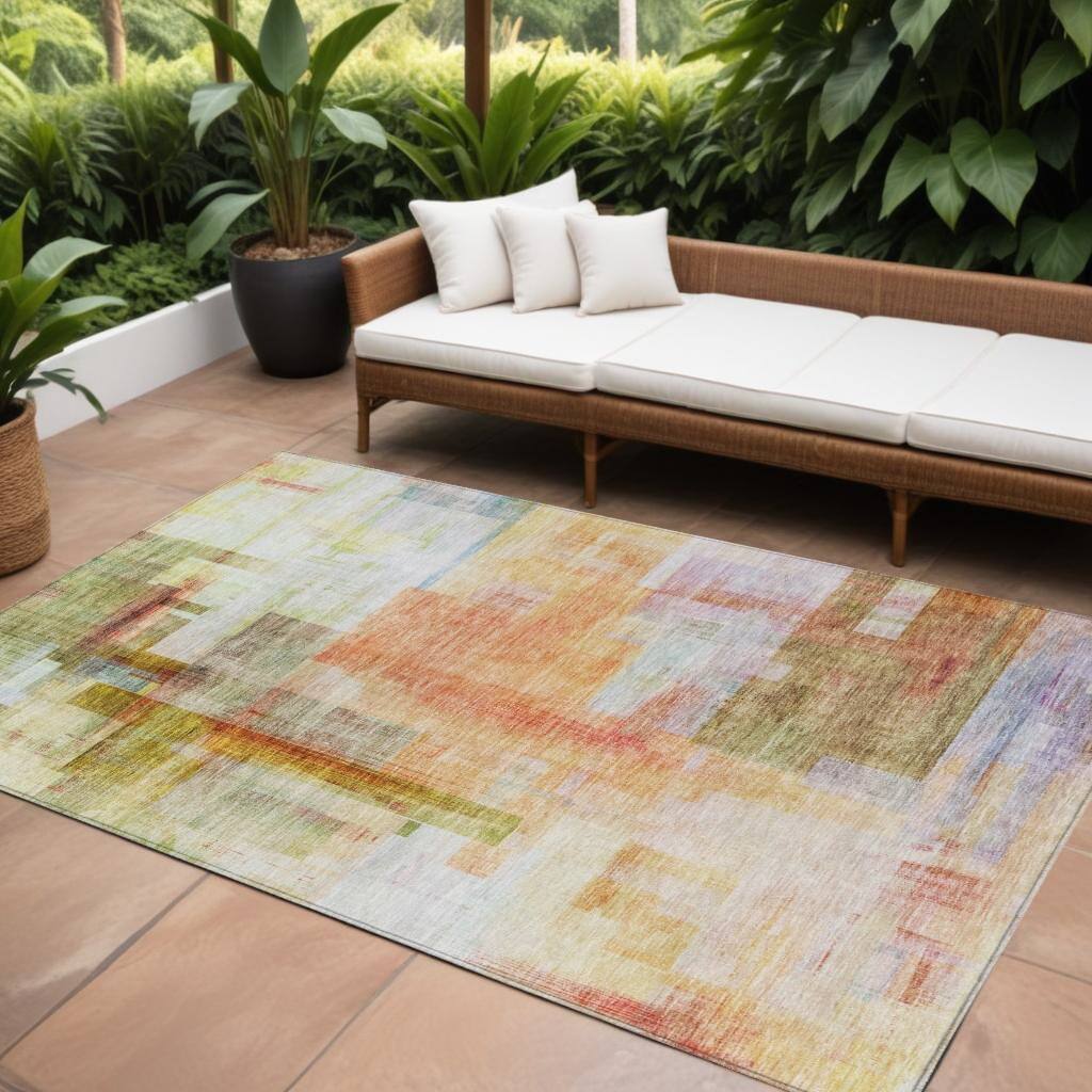 HomeRoots Abstract Transitional Rectangle Outdoor Rug