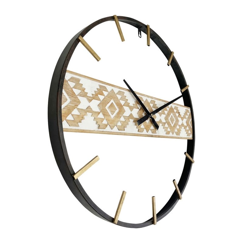 Leilani Metal Contemporary Morocan Wall Clock - 23.75"H x 23.75"W x 1.5"D