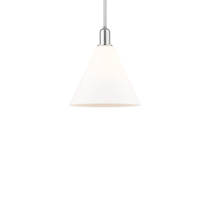 Innovations Lighting 716-1S-14-12 Berkshire Glass Pendant Berkshire - Polished Chrome / Matte White