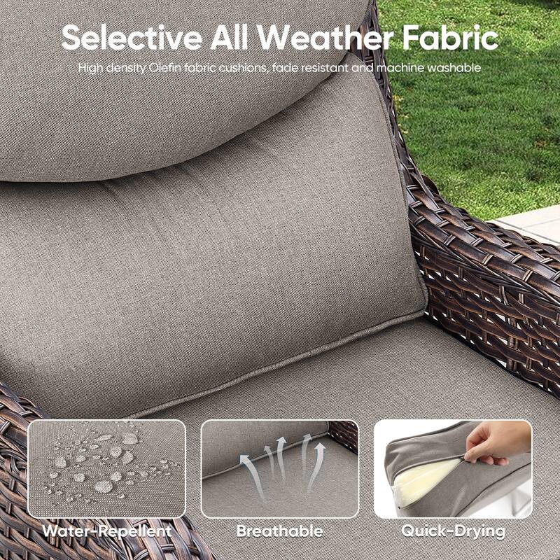 Pocassy Outdoor Fire Pit Sofa Swivel Chairs Conversation Set