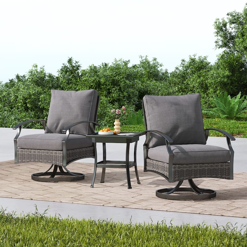 3-Piece Outdoor Swivel wicker Bistro Set