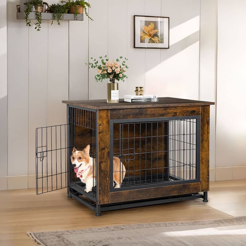 Futzca Dog Crate, Double-Doors Dog Furniture