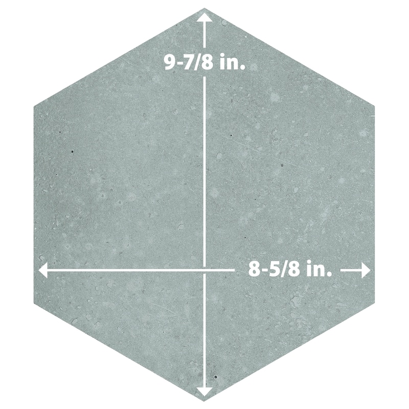 Merola Tile Atlas Hex Grey 8-5/8" x 9-7/8" Porcelain Floor and Wall Tile