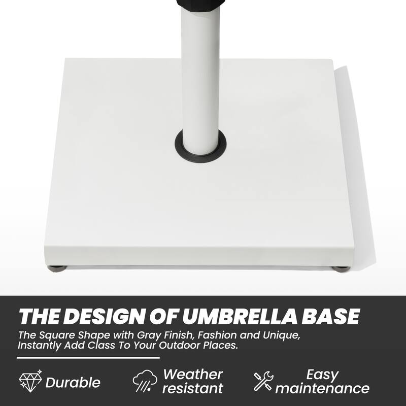 Outdoor Market Umbrella Base Holder Square Concrete / Cement Metal w/Wheels