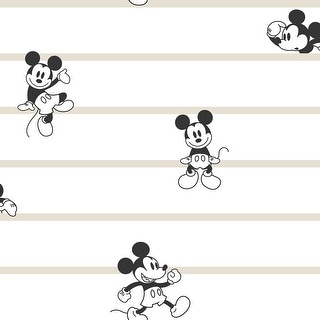 Disney Mickey Mouse Stripe Black & White Wallpaper