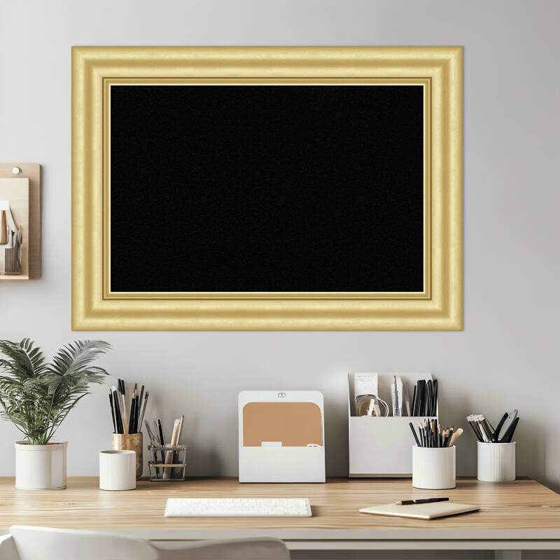 Sophia Gold Framed Cork Board - Bulletin Board, Organization Board, Pin Board