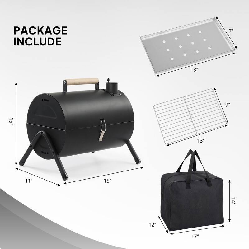 16.53 In. Portable Double-Sided Charcoal Grill In Black With Carry Bag - N/A