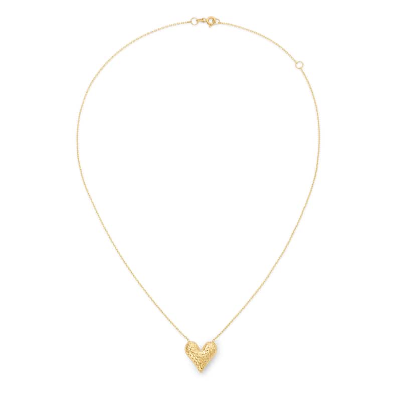 Clover 14K Yellow Gold Diamond-Cut Heart Pendant Necklace
